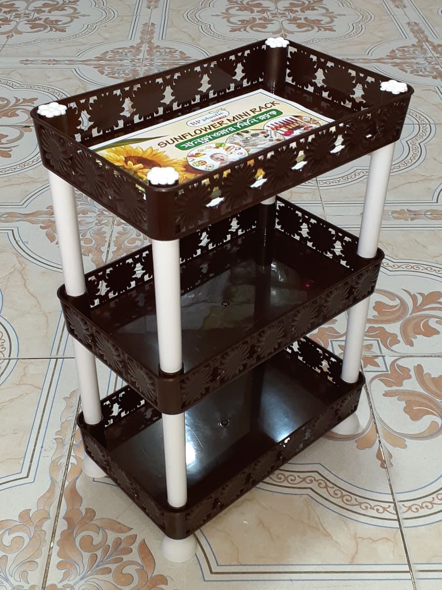 3 Steps Cosmetics And Jewelry Storage Sunflower Plastic Mini Rack (9.5×5.5×13 inches)