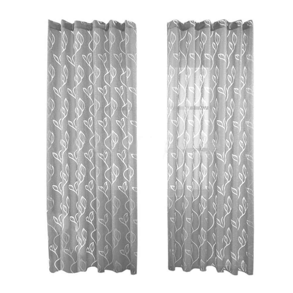 Bubble Leaf Pattern Window Sheer Curtain for Bedroom Living Room 100x270cm