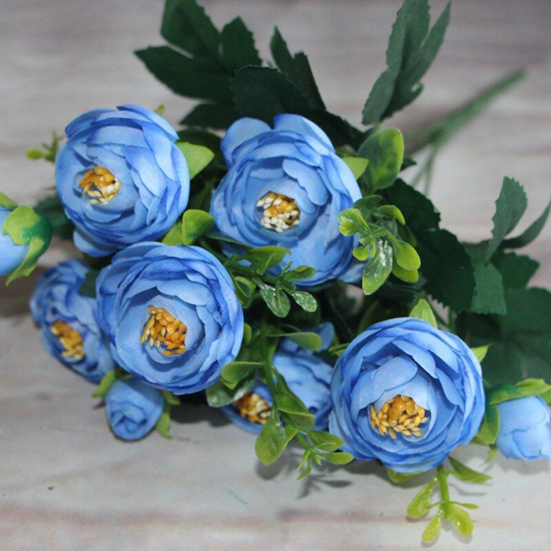 1 Bouquets Silk Flower Fake Peony Flower Hot Vivid 6 Branches Autumn Artificial Flowers Wedding Home Party Decoration A