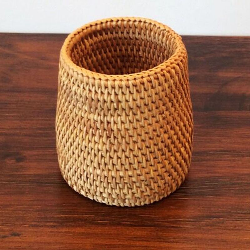 Rattan Chopsticks Tube Shovel Spoons Bucket Dinner Knives Forks Tableware Storage Box Home Storage Baskets Organizer B(null)