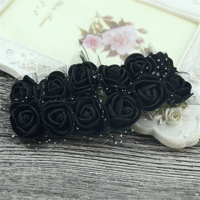 144pcs 2cm Artificial Mini Foam Rose Flower Bouquet Multicolor Wedding Flower Decoration Scrapbooking Fake Flowers Wreath