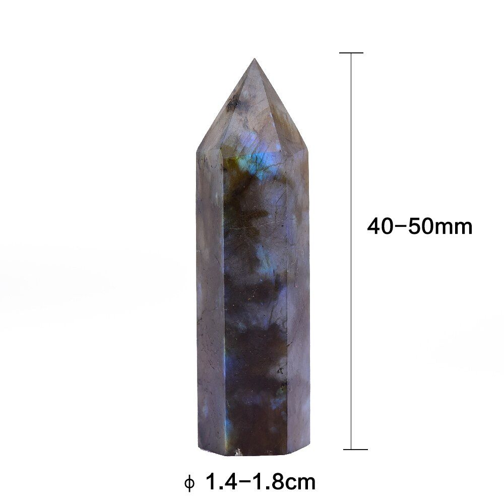4-7cm 1pcs Gemstone Ornament Polished Colorful Natural Moonstone Labradorite Stone crystal wand point Ornamental