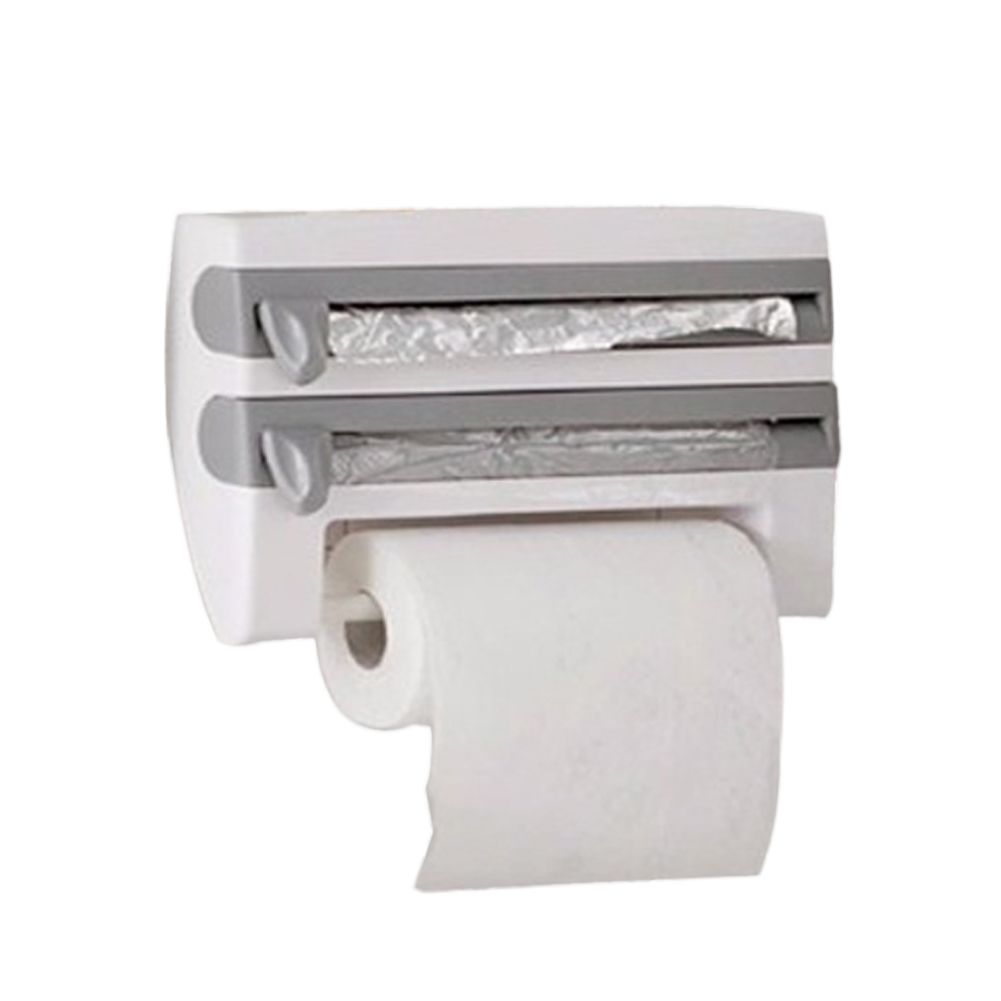 Kitchen Cling Film Storage Rk Sh with Cutter Wall Mount Paper Towel Holder