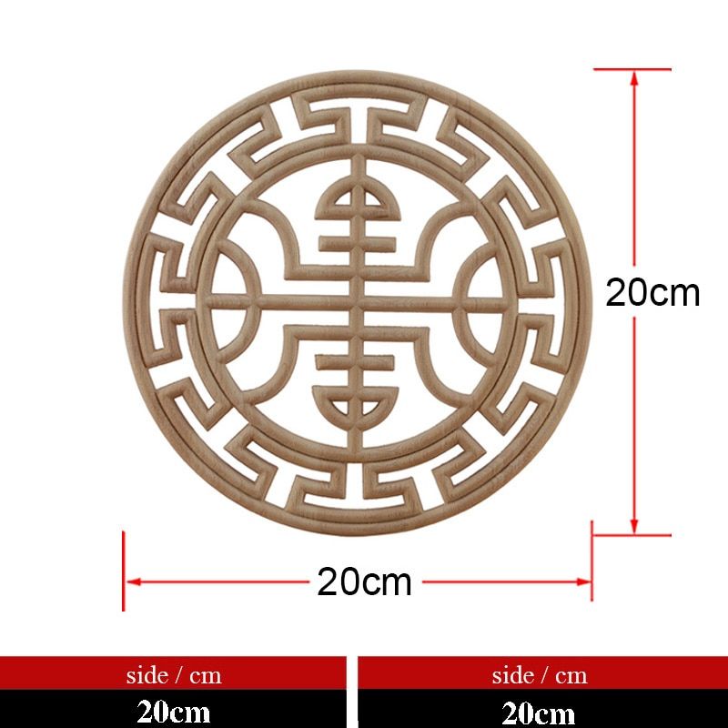 Round Wood Carving Woodcarving Wood Decal Carving Lines Wood Applique Rose Rubber Home Decoration Accessories Cabinet Hot