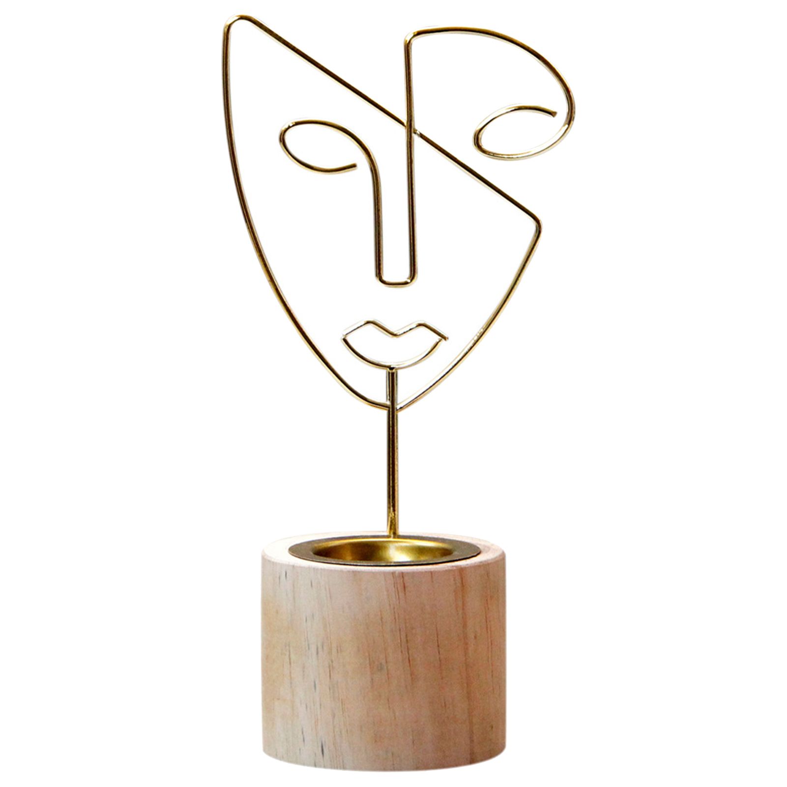 Candle Holder Nordic Style Abstract Face Nice-looking Modern Decorative Figure Metal Face Art for Desktop