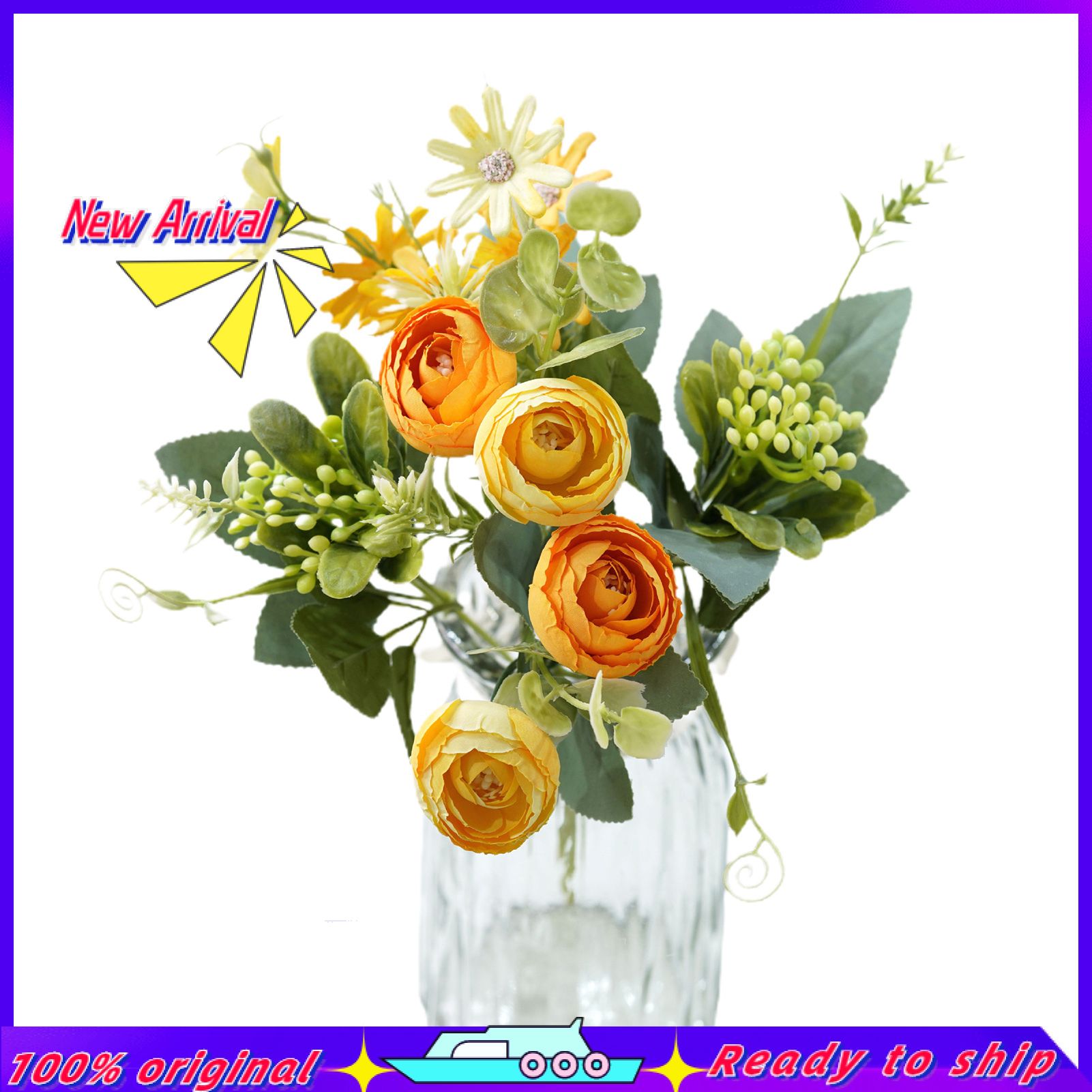 1 Bouquet Artificial Rose Flower Vivid Room Decoration Portable  DIY Simulation Camellia for Wedding