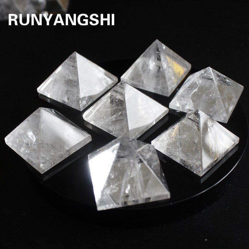 Runyangshi Natural Transparent Quartz Crystal Pyramid Clear Reiki Healing Natural white crystal Pyramid raw stone polishing BB03