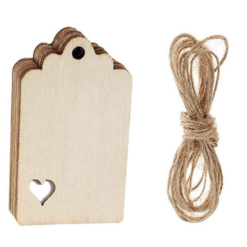 50Pcs Mini Wooden Tag,Unfinished Hanging Wooden Tag with Hole DIY Christmas Holiday Decoration