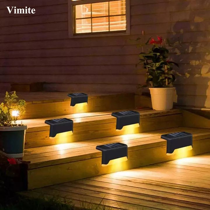 Vimite 4PCS Led Solar Fence Light Outdoor Waterproof Automatic Light Sensor Solar Garden Lights Wall Lamp for Street Terrace Step Stair Patio Landscape Decoration Color Light