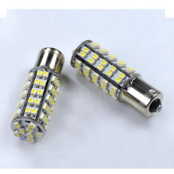 2 X Ba15s Brake/Stop Tail Light 68-SMD LED Car Bulb Xenon White DC 12V New