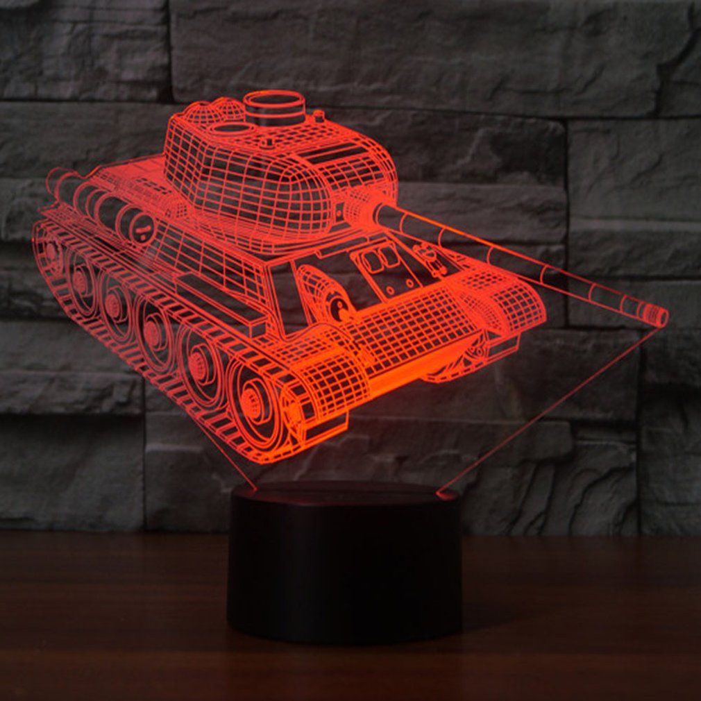 7 Colors Changing Lamp 3D Led Night Light Tank Shape Touch Table Lamp
