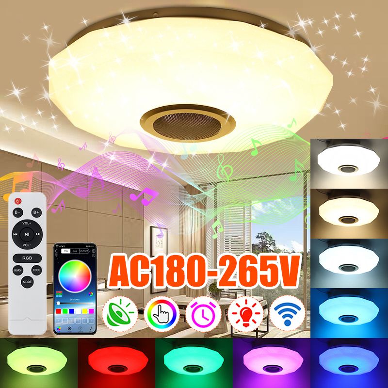 Decor Living 36W RGBW Bluetooth Music Speaker Ceiling Light Lamp APP 51LED (18White+18Warm White+15RGB) with Remote Control Dimmable Home AC180-265V,Diameter 30cm