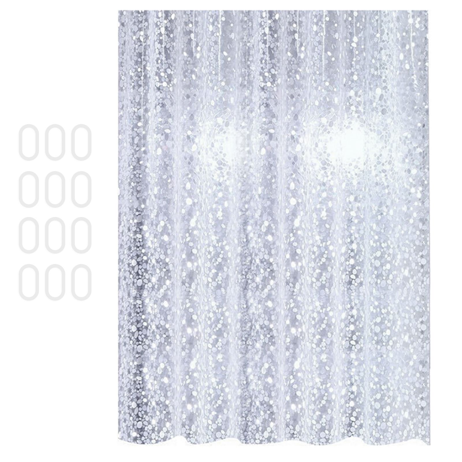 Shower Curtain Semi-transparent Waterproof PEVA 3D Pebble Pattern Stain Resistant Shower Curtain Liner for Bathroom