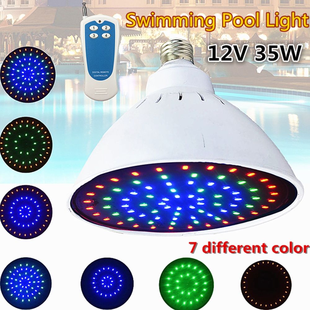35W PAR56 RGB LED Light Bulb Remote Control Swimming Pool Spa Underwater E26 12V