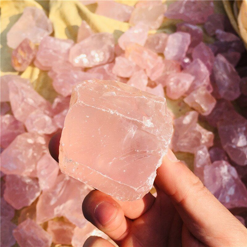 100g natural rough gemstones and minerals healing stones of raw pink crystal