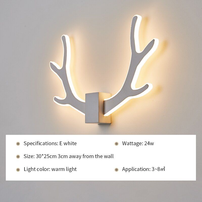 LED Wall Lamp For Bedroom Bedside Living Room Aisle Corridor Stairs Modern Indoor Sconce Home Decorative Antlers Light Fixture