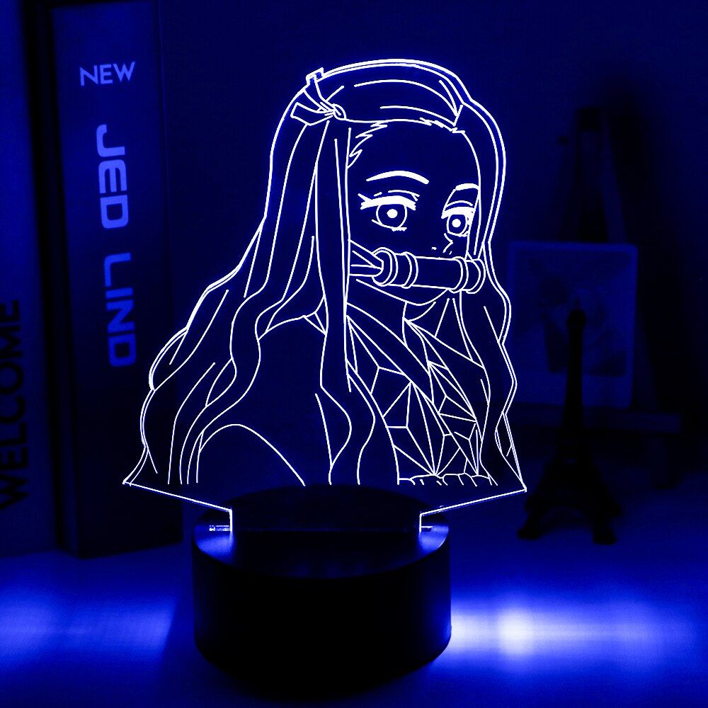 Kimetsu No Yaiba Tanjiro Kamado Figure Led Night Light for Kids Bedroom Decor Nightlight Child Desk 3d Lamp Demon Slayer Gift