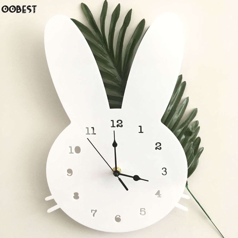 Nordic Wooden Rabbit Shaped Wall Clock Kids Room Decor Gender Neutral Wall Clock Nursery Baby Shower Gift with nice material