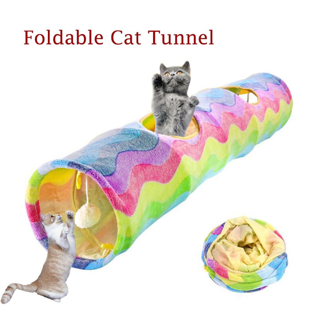 Yfashion Colorful Foldable Indoor unnel Funny Kitten oy with Sound Paper for Pet