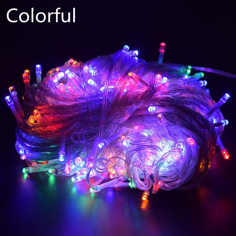 LED String Lights 10-50M 8 Modes 9 Colors Festoon Fairy Lamp Waterproof Outdoor Wedding Garland Party Holiday Christmas Decorate--Red--30m 300LED EU 220v