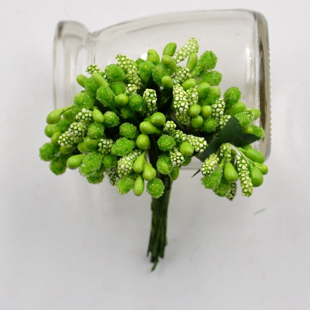 12/36/72/144 Pcs Handcraft Artificial Flowers Stamen Sugar Wedding Party Decoration DIY Scrapbooking Garland Craft Fake Flowers