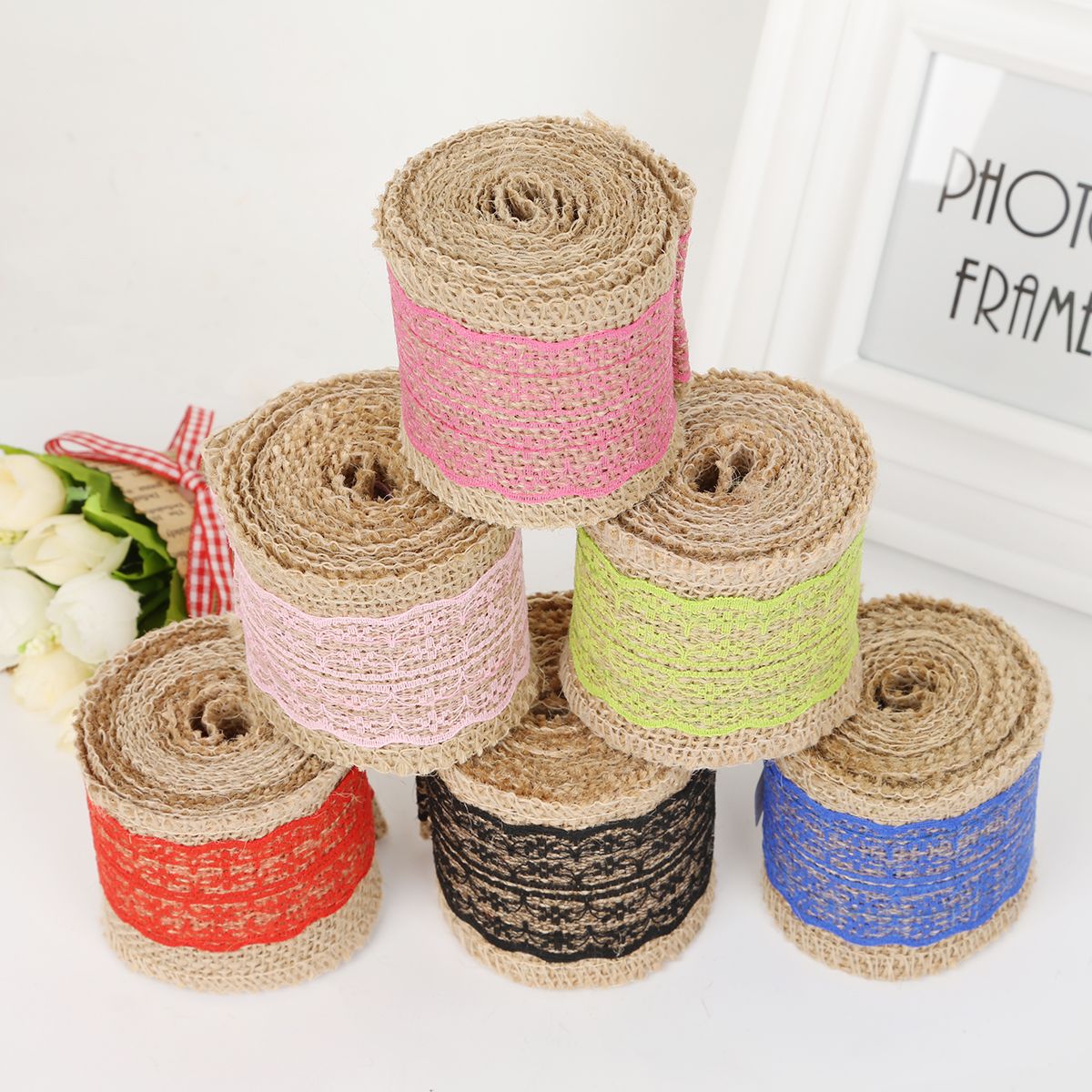 2m/roll Burlap With Car Lace Lace Trim 6cm Vintage Wedding Centerpiece