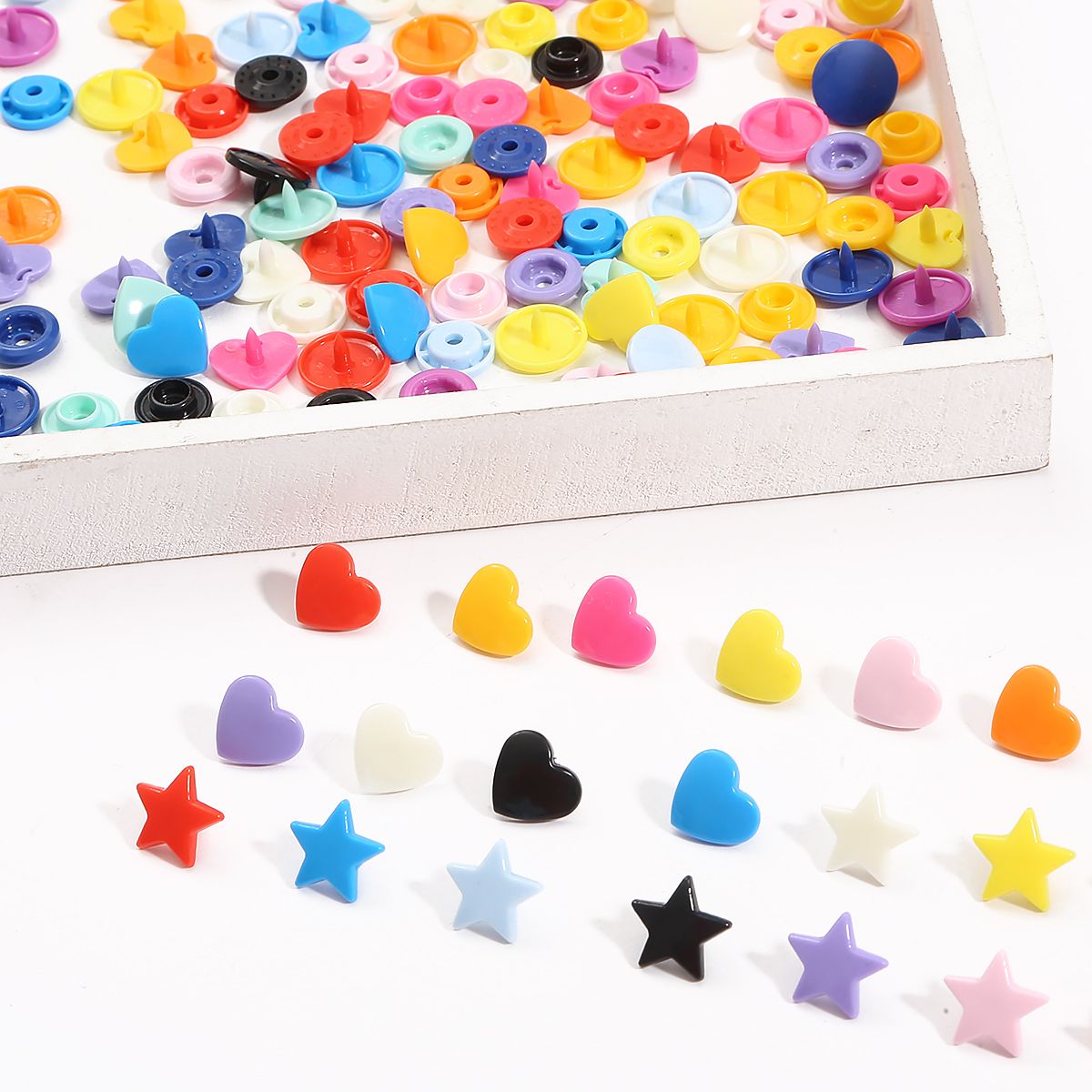 10 pcs/pack Heart Pentagram Color Resin Snap Sewing Tools Decorative Buttons 12mm Scrapbook Clothing DIY Clothing Accessories