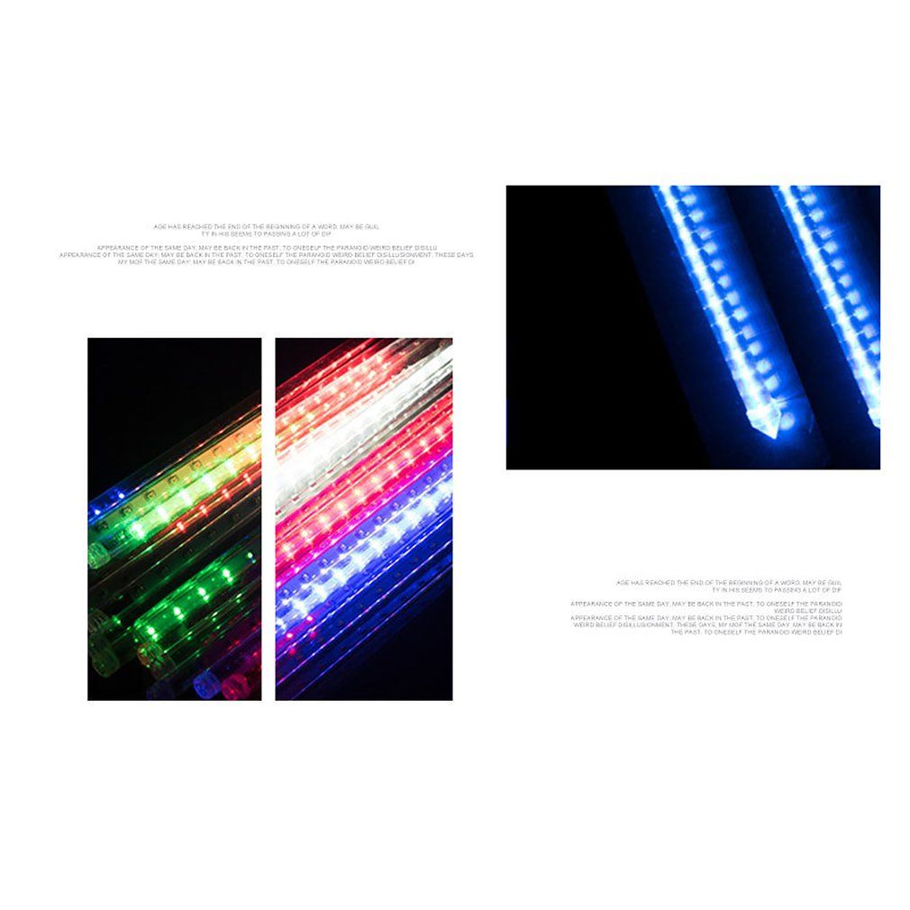 Rain Drop String Lights Led Meteor Shower Tube Lights Icicle Snow Falling Fairy Light For Party Holiday Garden Decoration EUplug--white--50CM-48LED
