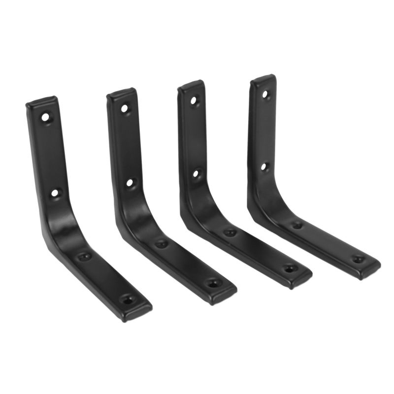 4 PCS Iron Wall Shelf Bracket, Heavy Duty Shelf Support Bracket Decorative Joint Angle Bracket, Black