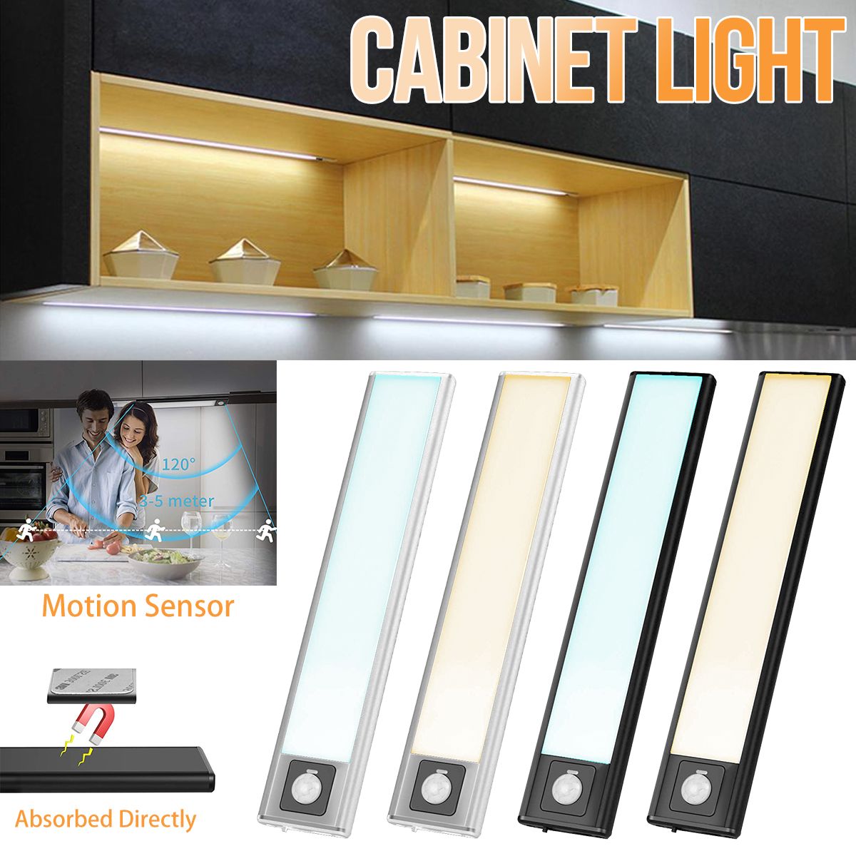 Light up life Ultra-thin USB LED Cabinet Light lamp 3 Modes PIR Motion Sensor Led Light Corridor Bedroom Toilet Kitchen Stairs Light USB Rechargeable