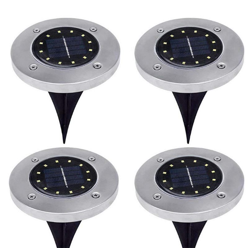 12 LED Ground Lights,Solar  Buried Light,Waterproof Outdoor Disk lights for Path Garden Landscape,Spike Lighting for Yard Driveway Lawn Pathway
