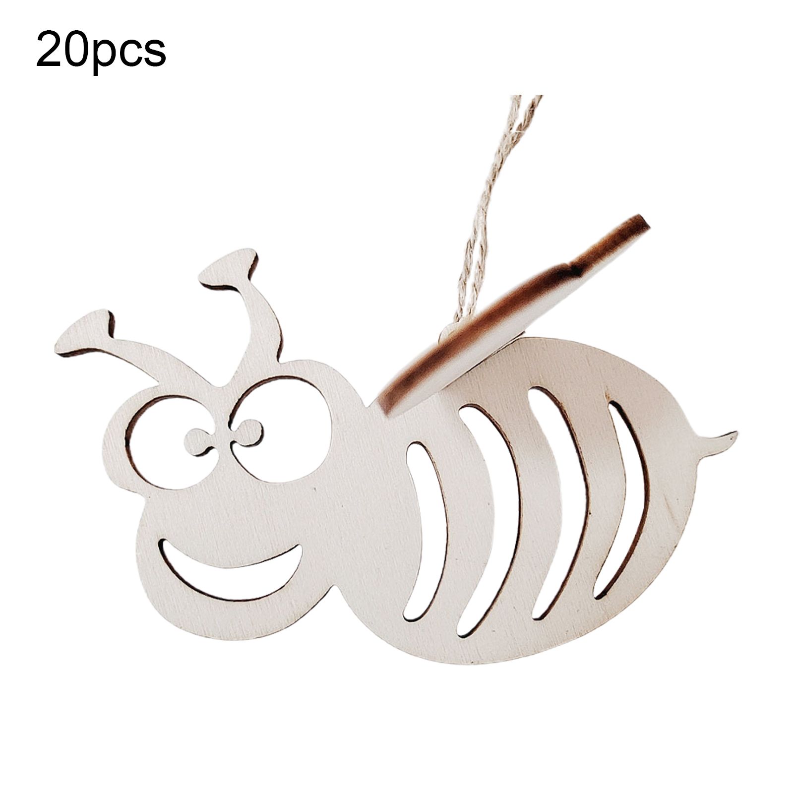 Livecity 20Pcs/Set Craft Pendants Exquisite Workmanship Hollow-out Handicraft Wood Slice Bee Craft Pendants for Garden