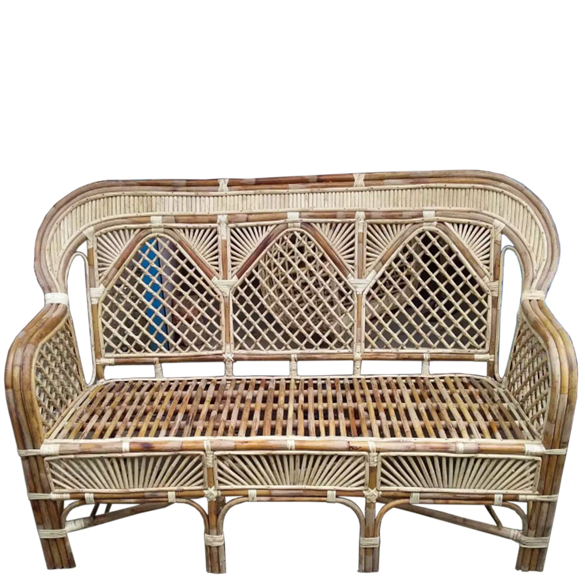 54 inch 3 Seat SOFA CHAIR OF RATTAN CANE -STYLISH & MODERN DESIGN  ৫৪ ইঞ্চি ৩ সিটের বেতের সোফা  চেয়ার