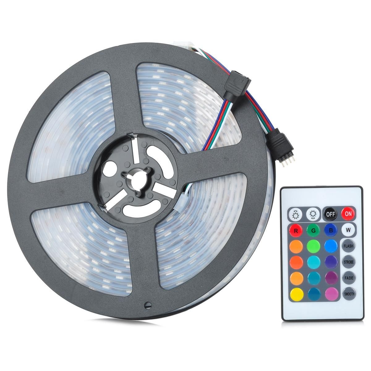 22.5W RGB 300*5050 SMD LED Waterproof 4-Mode RC Light Strip (5m / 12V)