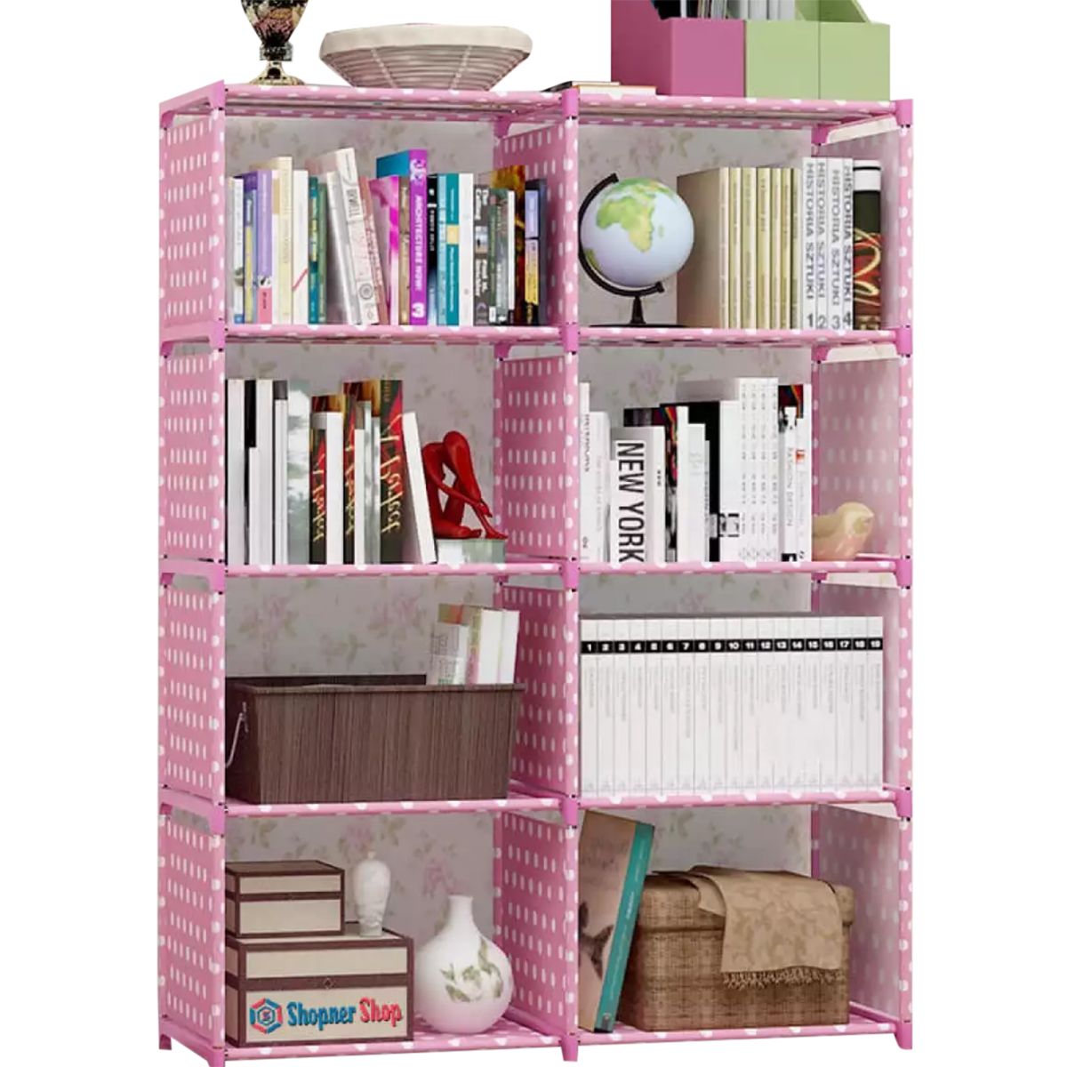 Double Row Bookshelf creative storage shelf Combination Shelf Floor Standing Children Bookcase