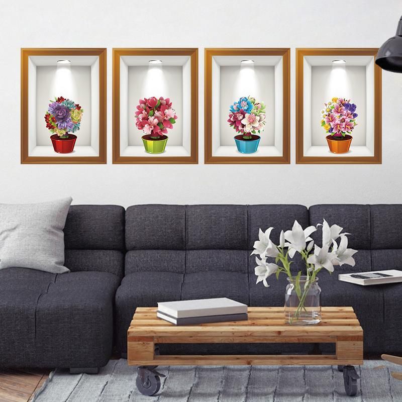 Flowers 3d Frame Creative Wall Stickers Background European Three - Dimensional Wall Stickers