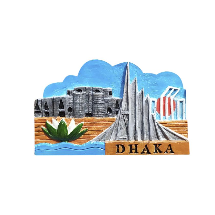 Fridge Magnet Dhaka of Bangladesh Hand Made & Hand Painted For Home Decoration Made From Marble Stone For Gift