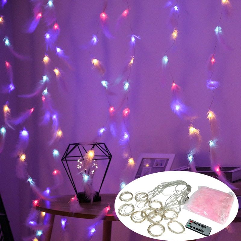 3M LED Curtain String Lights Led Decoration Light Fairy Garland Remote Control For New Year Christmas Outdoor Wedding Home decor--White--1.5x2m
