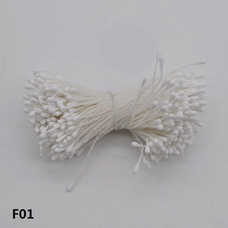400pcs/lot 1.5mm Mini Double Heads Stamen Artificial Flowers Pistil Cake Decor DIY Scrapbooking Wedding Party Craft Fake Flower