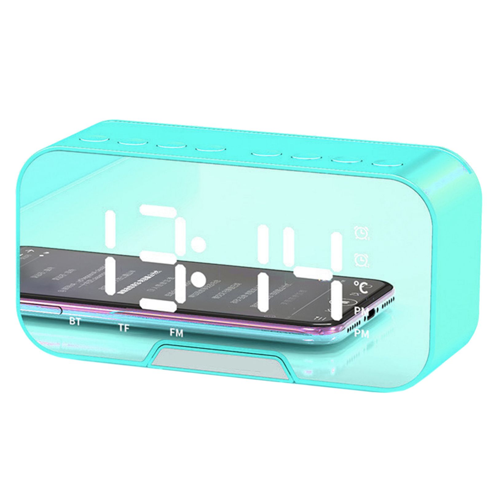 Alarm Clock Radio Creative Mirror LED Display Portable LED Clock Wireless Bluetooth-compatible Speaker for Bedroom