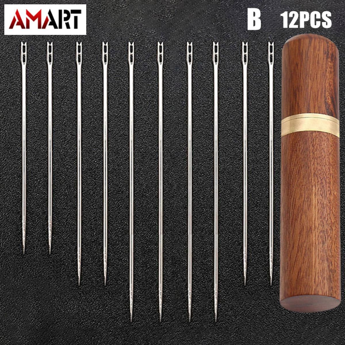 Stainless Steel Self-threading Needles Opening Sewing Darning Needles Set