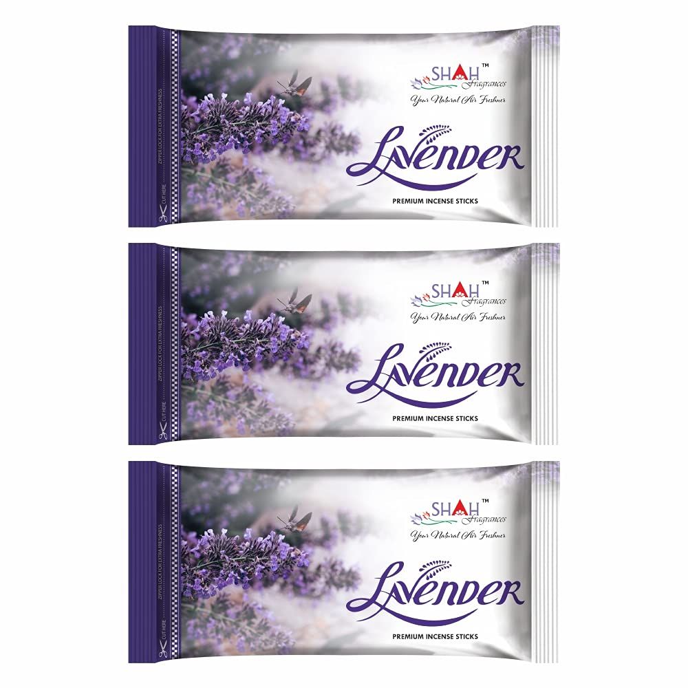 Shah fragrances Lavender Zipper Incense Sticks (Pack of 3*120 Grams)