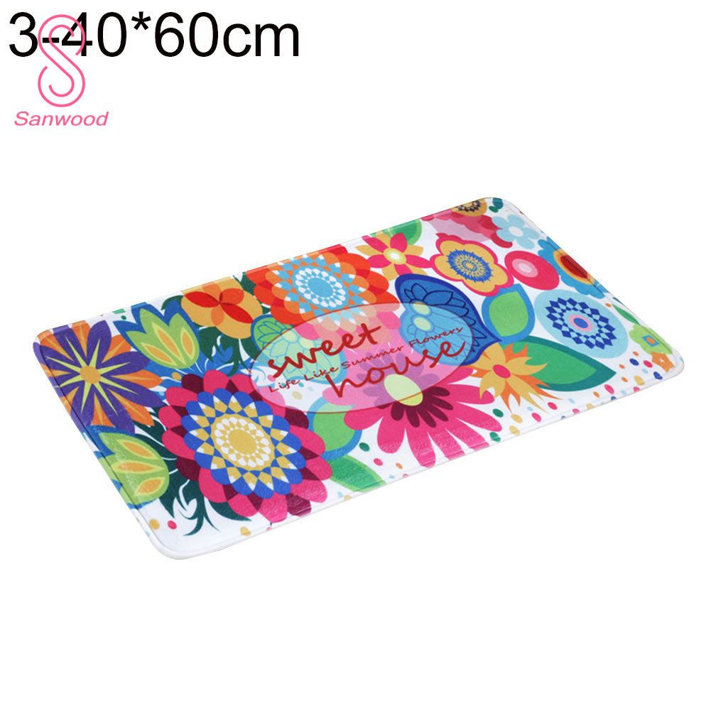 Welcome Flower Water Absorption Non-slip Door Mat Floor Carpet Rug Bathroom Pad