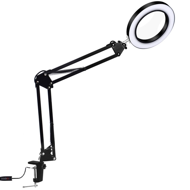 Individual LED Magnifying Lamp with Clamp,3 Color Modes,5 Diopter Glass Lens