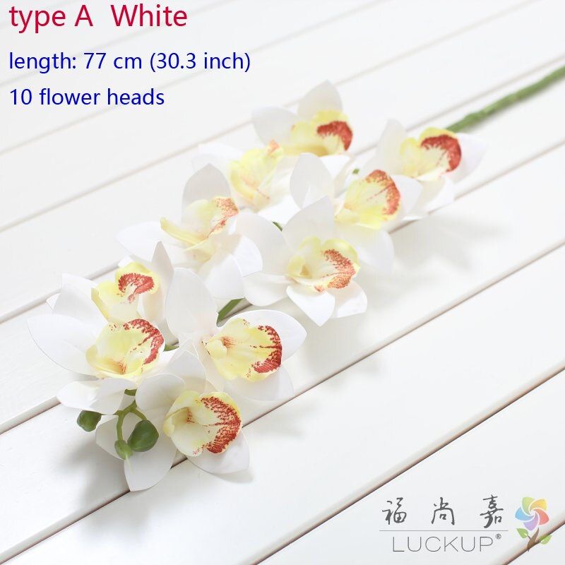 1 Stem Artificial Cymbidium Faberi Rolfe Moth Orchid Butterfly Flower for House Home Wedding Festival Decoration F551