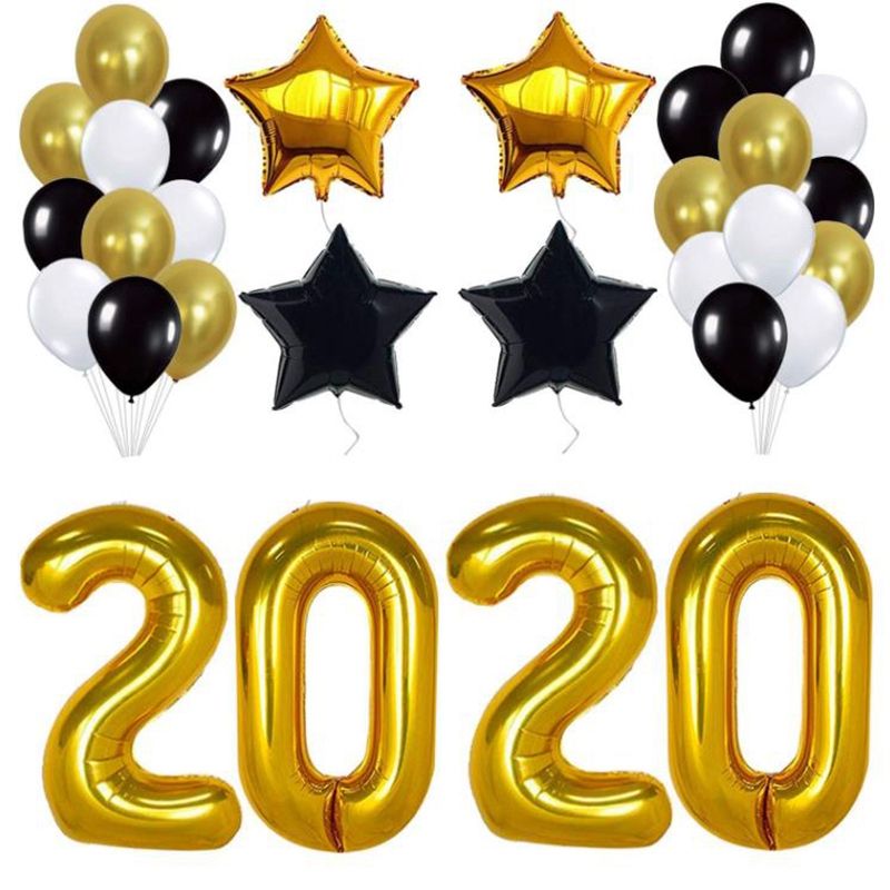 1Sets 2020 Graduation Party Set Graduation Pull Flag Graduation Balloon Combination Graduation Decoration-aurum