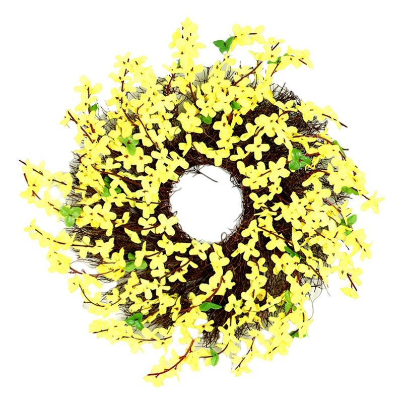 Artificial Winter Jasminum Wreath Rattan Garland Door Hanging Decoration Wedding Shop Ornament