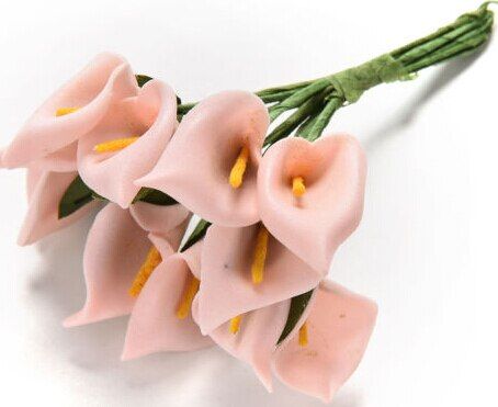 DIY 12pcs Artificial PE Foam Mini Lily Flower Bouquet Wedding Decor Scrapbooking