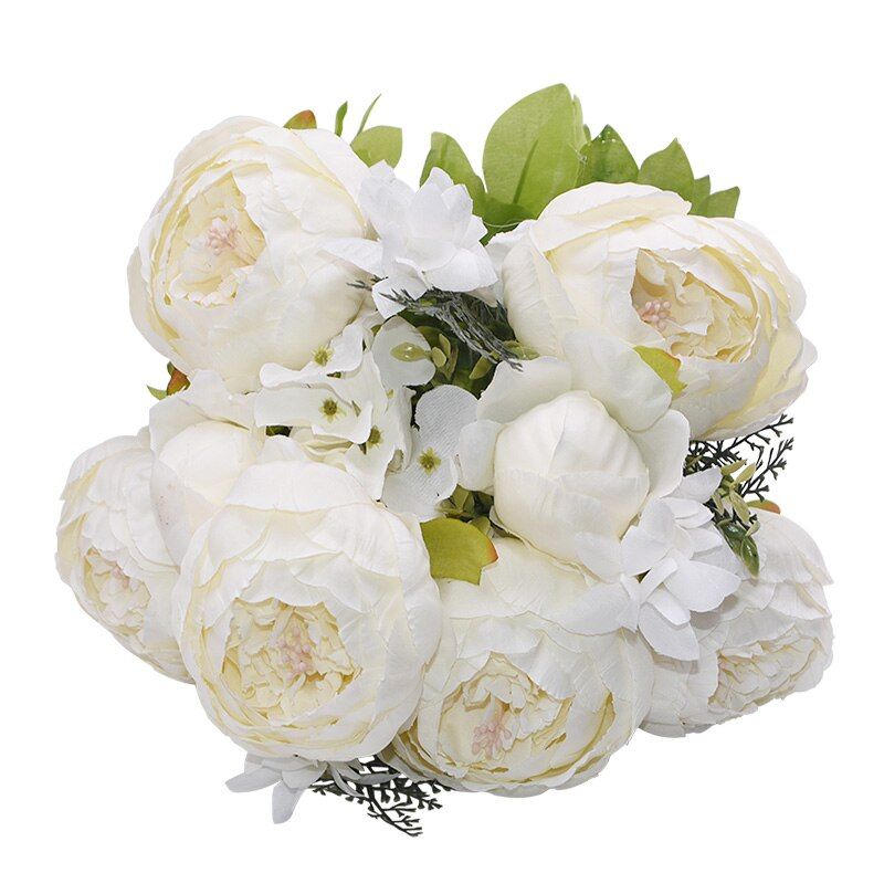 13Pcs/Bunch Artificial Peony Decorative Party Silk Fake Flower Peonies For Home Hotel Decor DIY Wedding Decoration Flower Wreath