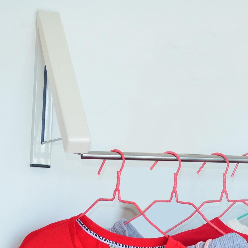 Multifunctional Wall Hanger Retractable Indoor Waterproof Hangers Clothes Rack - white